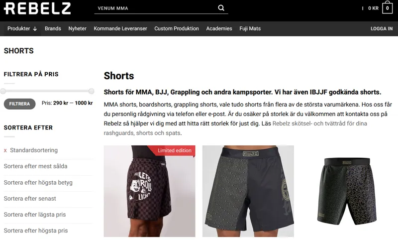 Var köper man MMA-shorts i Sverige